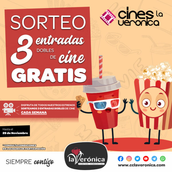Sorteo 3 entradas doble gratis, Cines la Verónica, Antequera